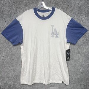 NWT 47 Los Angeles Dodgers T‎ Shirt Men's Sz XL Blue White Raglan Faded Logo Tee